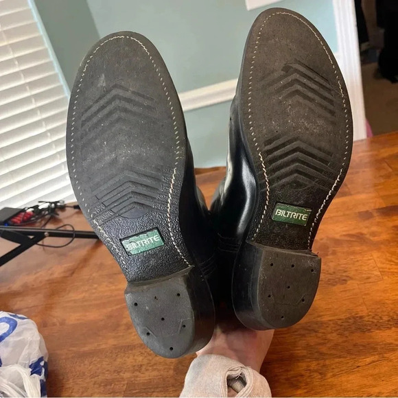 Justin Tobias 12" Western Black Leather boots size 8.5 E wide - Picture 7 of 12